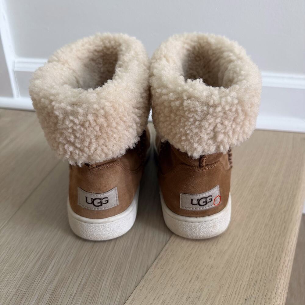 UGG Mika Classic Sneaker Boot In Chestnut Suede With Curly Shearling Cuff Sz 6 - Picture 5 of 11